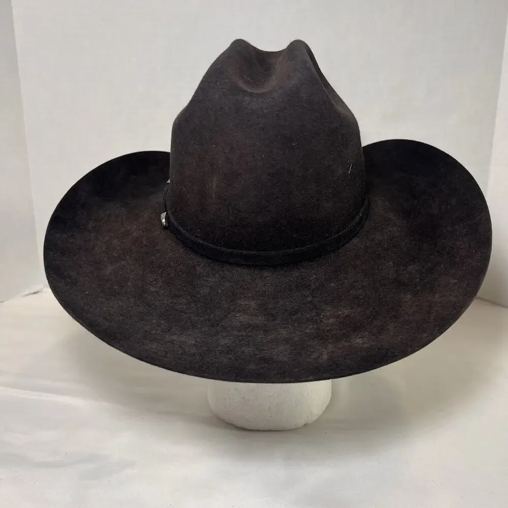 Peters Brothers Cowboy Hat Size 6 3/4 Black Felt Fur Western Cowgirl Work 8737